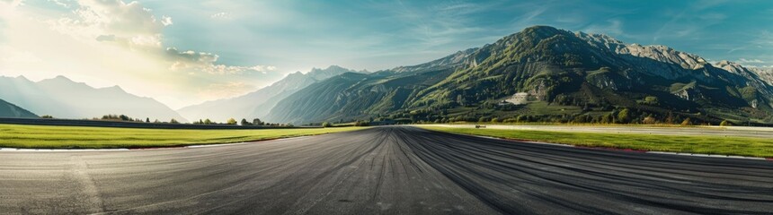 Empty asphalt road with city background