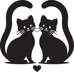 Obraz premium Cat dolly two cats Silhouette Tail Heart 