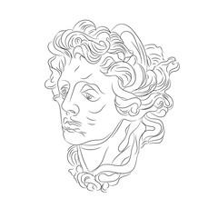 One line EASCHEER Greek Mythology Statue Figurine, Head of Medusa