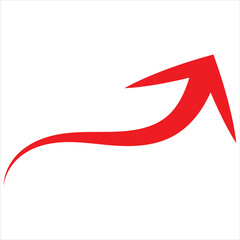 Curly red arrow hand up. Isolated on a white  background. vector illustration. EPS 10