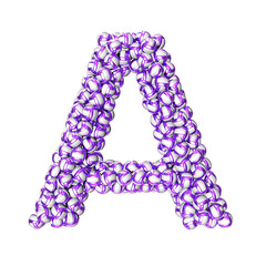 Symbol made of purple volleyballs. letter a