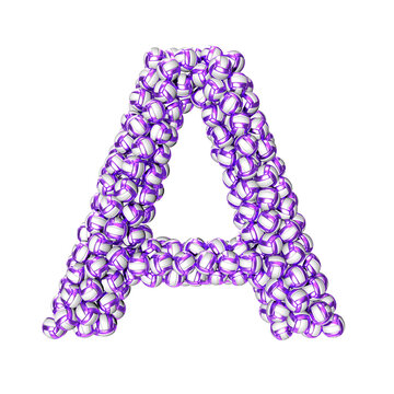 Symbol made of purple volleyballs. letter a