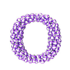 Symbol made of purple volleyballs. letter o