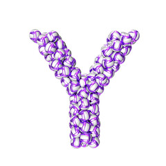 Symbol made of purple volleyballs. letter y