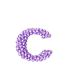 Symbol made of purple volleyballs. letter c