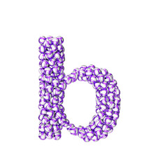 Symbol made of purple volleyballs. letter b