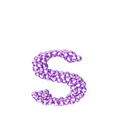 Symbol made of purple volleyballs. letter s