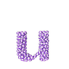 Symbol made of purple volleyballs. letter u