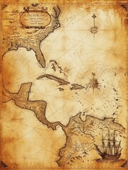 Fototapeta premium Caribbean Sea with Ship