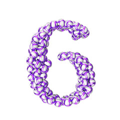 Symbol made of purple volleyballs. number 6