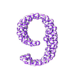 Symbol made of purple volleyballs. number 9