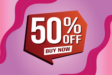 50% fifty percent off buy now poster banner graphic design icon logo sign symbol social media website coupon


