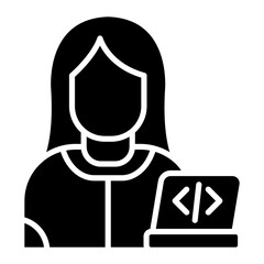 Obraz premium Web Designer Female vector icon. Can be used for Home Based Business iconset.