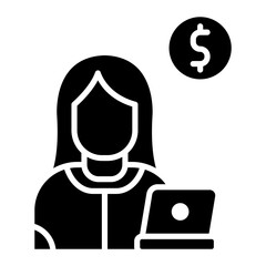Freelancer Female vector icon. Can be used for Home Based Business iconset.
