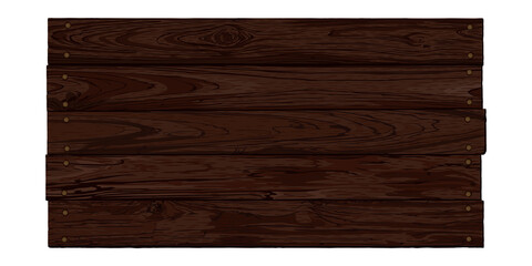 Blank signboard isolated made from cut timber panels and held together with brass rivets graphic illustrated. Nameplate wooden texture pattern.