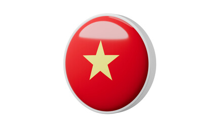 Obraz premium Vietnam, vietnamese Circle flag icon . Transparent backgound. 3d rendered with alpha channel. Round shape. 