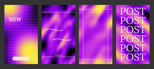 Y2k Trendy Aesthetic abstract gradient blue yellow color background with translucent blurred pattern. Modern poster for social media stories, album covers, banners, templates for digital marketing