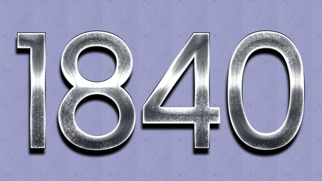 3D Chrome number design of 1840 on purple wall.