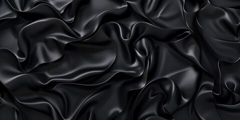 Fototapeta premium Black Silk Fabric Close Up