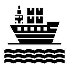 Cargo Ship vector icon. Can be used for Warehouse iconset.