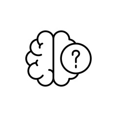 Brain solving outline icons, minimalist vector illustration ,simple transparent graphic element .Isolated on white background