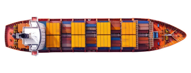 PNG  Colorful cargo ship overhead view