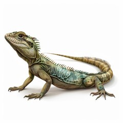 Fototapeta premium A lizard is laying on a white background