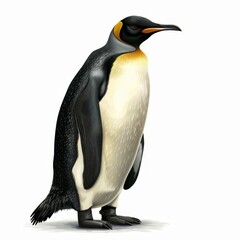 Naklejka premium A penguin stands on a white background