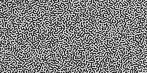 Monochrome Turing reaction background. .Linear design with biological shapes. Diffusion pattern with chaotic shapes. Abstract pattern. Turing organic wallpaper background Vector illustration.