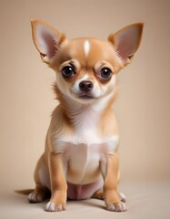 Obraz premium In a studio portrait a small and adorable Chihuahua puppy expressive its brown eyes exuding a playful and endearing charm