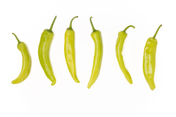 Green pepper pods isolated on a white background