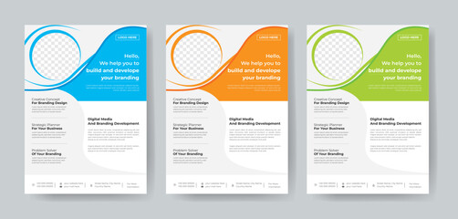 Corporate Business Flyer template layout 3 color design concept in the template.
