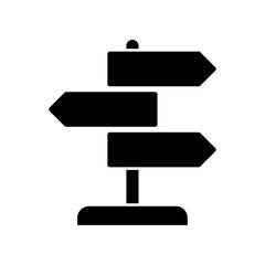 wayfinding sign icon, silhouette vector isolated on white background. simple and modern design