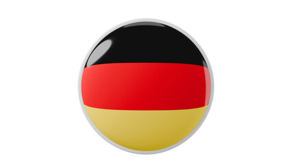 Germany, german Circle flag icon . Transparent backgound. 3d rendered with alpha channel. Round shape. 	