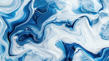 Obraz premium Tranquil Blue and White Fluid Art Background with Swirling Patterns and Copy Space