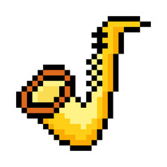 Obraz premium Saxophone in pixel art style