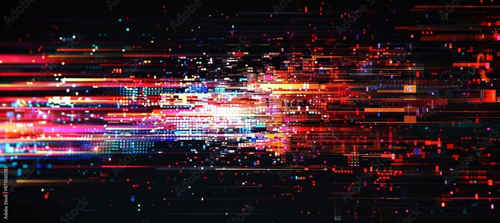 Poster distortion glitch background. screen tv error screen damage distortion. generative ai technology.