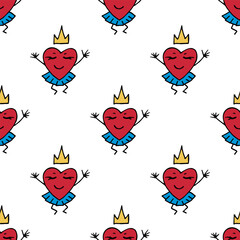 the heart of a princess on a white background. seamless pattern.