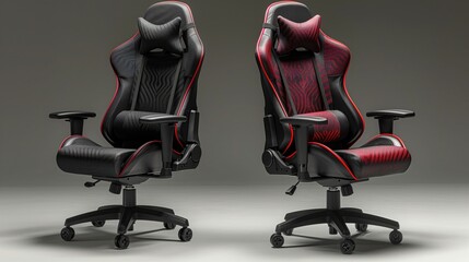 Two chairs side by side, one an ergonomic gaming chair, against a white background.