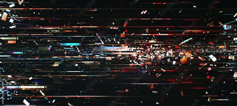 Poster distortion digital glitch background. screen tv error screen damage. generative ai technology.