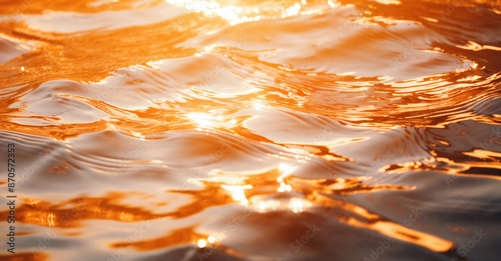 Poster Sunset light reflecting on a moving water surface creating a beautiful abstract pattern