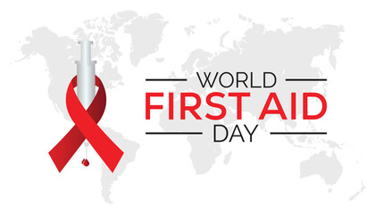 World First Aid day is observed every year on September. banner design template Vector illustration background design.