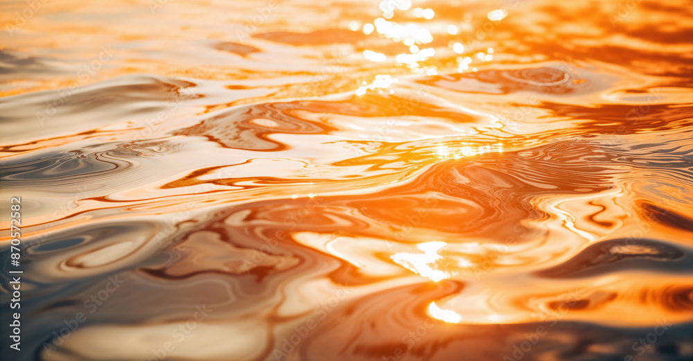 Aufkleber Golden light reflecting on the surface of water creating an abstract pattern