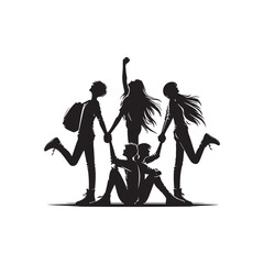  Friendship Day Vector Silhouette Illustrations.