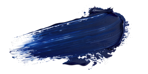dark navy blue brush stroke isolated on white or transparent png