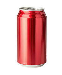 blank red aluminum can isolated on white or transparent png
