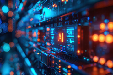Fototapeta premium Close-Up of AI Server Rack