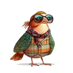 Naklejka premium Partridge Casual Chic cartoon isolated whitebackground