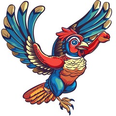 Pheasant superhero cartoon isolated whitebackground