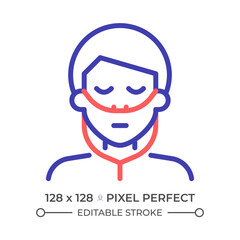 Nasal cannula two color line icon. Oxygen therapy. Hospital services. Medical condition rehabilitation bicolor outline symbol. Duotone linear pictogram. Isolated illustration. Editable stroke